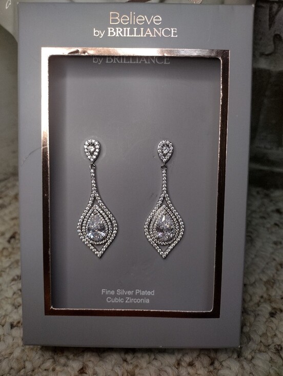 Believe By Brilliance Jewelry - Believe by Brilliance Pear Shape Teardrop Silver Plated Cubic Zirconia Earrings